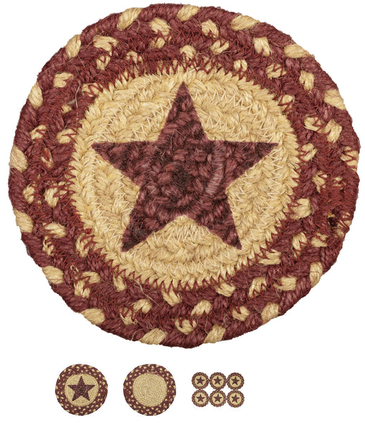 Burgundy Tan Star Braided Coaster