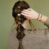 K'lani hair tie bracelets - "Climb" Natural Colors with Gold Mountain Accent hair Tie Bracelets