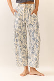 Oddi - Floral Printed Cropped Straight-leg Pant