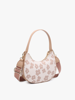 Floral Half-Moon Satchel/Crossbody