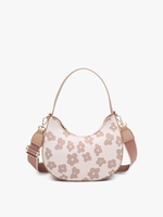 Floral Half-Moon Satchel/Crossbody