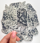 ABLN Boutique - Grey rhinestone cowboy boot patch iron on