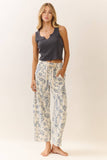 Oddi - Floral Printed Cropped Straight-leg Pant