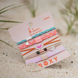 K'lani hair tie bracelets - "Roxy Pink Tropics" Pink & Coral Island Vibe Hair Tie Bracelets