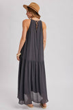 Gathered Halter Neck Flowy Maxi Dress