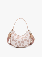 Floral Half-Moon Satchel/Crossbody