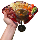 Fancy Panz - Reusable Party Plates w/ Beverage Holder - Set of 4 - Red