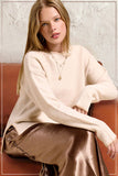 La Miel - JDS3607-Crew Mock Neck Sweater ContrastStitch Halloween Fall