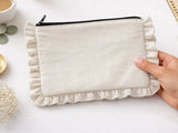 Canvas Ruffle Pouches | Canvas Travel Pouches | Zipper Pouch