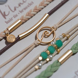 K'lani hair tie bracelets - "Reflect" Gold Wave with Beachy Neutrals Hair Tie Bracelets