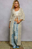 Long Sleeve Crochet Open Long Cardigan