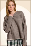 La Miel - JDS3607-Crew Mock Neck Sweater ContrastStitch Halloween Fall