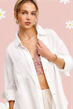 Crinkled Gauze Button Down Shirt