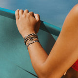 K'lani hair tie bracelets - "Roxy Coastal Drift" Black & Neutral Beachy Vibe Hair Tie Bracelets
