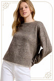 La Miel - JDS3607-Crew Mock Neck Sweater ContrastStitch Halloween Fall