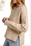 La Miel - JDS3607-Crew Mock Neck Sweater ContrastStitch Halloween Fall
