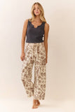 Oddi - Floral Printed Cropped Straight-leg Pant
