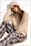 La Miel - JDS3607-Crew Mock Neck Sweater ContrastStitch Halloween Fall