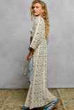 Long Sleeve Crochet Open Long Cardigan