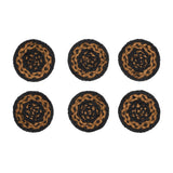 VHC Brands - Black & Tan Jute Coaster Set of 6