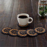 VHC Brands - Black & Tan Jute Coaster Set of 6