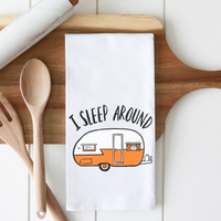 Twisted Wares - I Sleep Around Premium Cotton Tea Towel 4 Pack Christmas Gifts