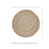VHC Brands - Natural Jute Trivet 8 inch Diameter Set of 3