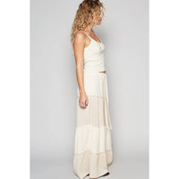 Raw edge double gauze solid wide pants