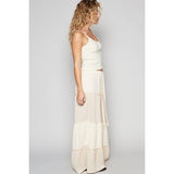 Raw edge double gauze solid wide pants