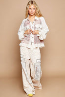 Long Balloon Sleeve Flower Detail Button Down Shirt Top
