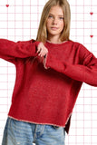 La Miel - JDS3607-Crew Mock Neck Sweater ContrastStitch Halloween Fall