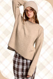La Miel - JDS3607-Crew Mock Neck Sweater ContrastStitch Halloween Fall