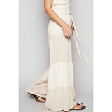 Raw edge double gauze solid wide pants