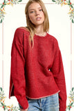 La Miel - JDS3607-Crew Mock Neck Sweater ContrastStitch Halloween Fall