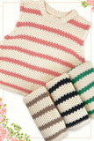 Chunky Striped Crew Mock Neck Sleeveless Sweater Top