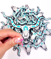 ABLN Boutique - Western turquoise cow skull trucker hat patches iron on
