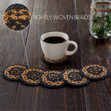 VHC Brands - Black & Tan Jute Coaster Set of 6
