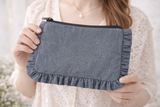 Canvas Ruffle Pouches | Canvas Travel Pouches | Zipper Pouch