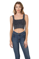 Washed Ribbed Square Neck Tank Top