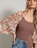 Floral sleeve bodysuit