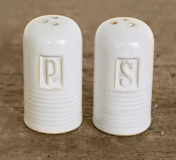 White Ceramic Salt and Pepper Shakers