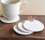 Woven Coaster with Leather Tab