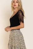 Half lace sleeve v-neck tee