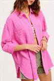 Crinkled Gauze Button Down Shirt