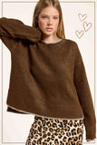 La Miel - JDS3607-Crew Mock Neck Sweater ContrastStitch Halloween Fall