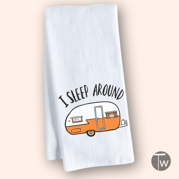 Twisted Wares - I Sleep Around Premium Cotton Tea Towel 4 Pack Christmas Gifts