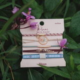 K'lani hair tie bracelets - "Bloom" Maroon & Pink with Pressed Flowers Hair Tie Bracelets