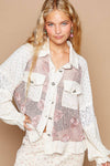 Long Balloon Sleeve Flower Detail Button Down Shirt Top