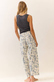 Oddi - Floral Printed Cropped Straight-leg Pant