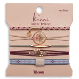 K'lani hair tie bracelets - "Bloom" Maroon & Pink with Pressed Flowers Hair Tie Bracelets